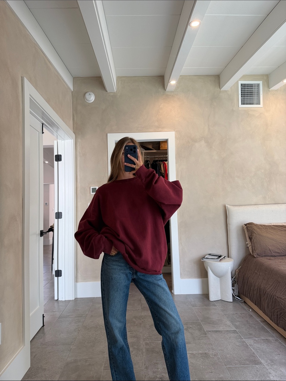 Brandy Melville Oversized Burgundy Sweatshirt